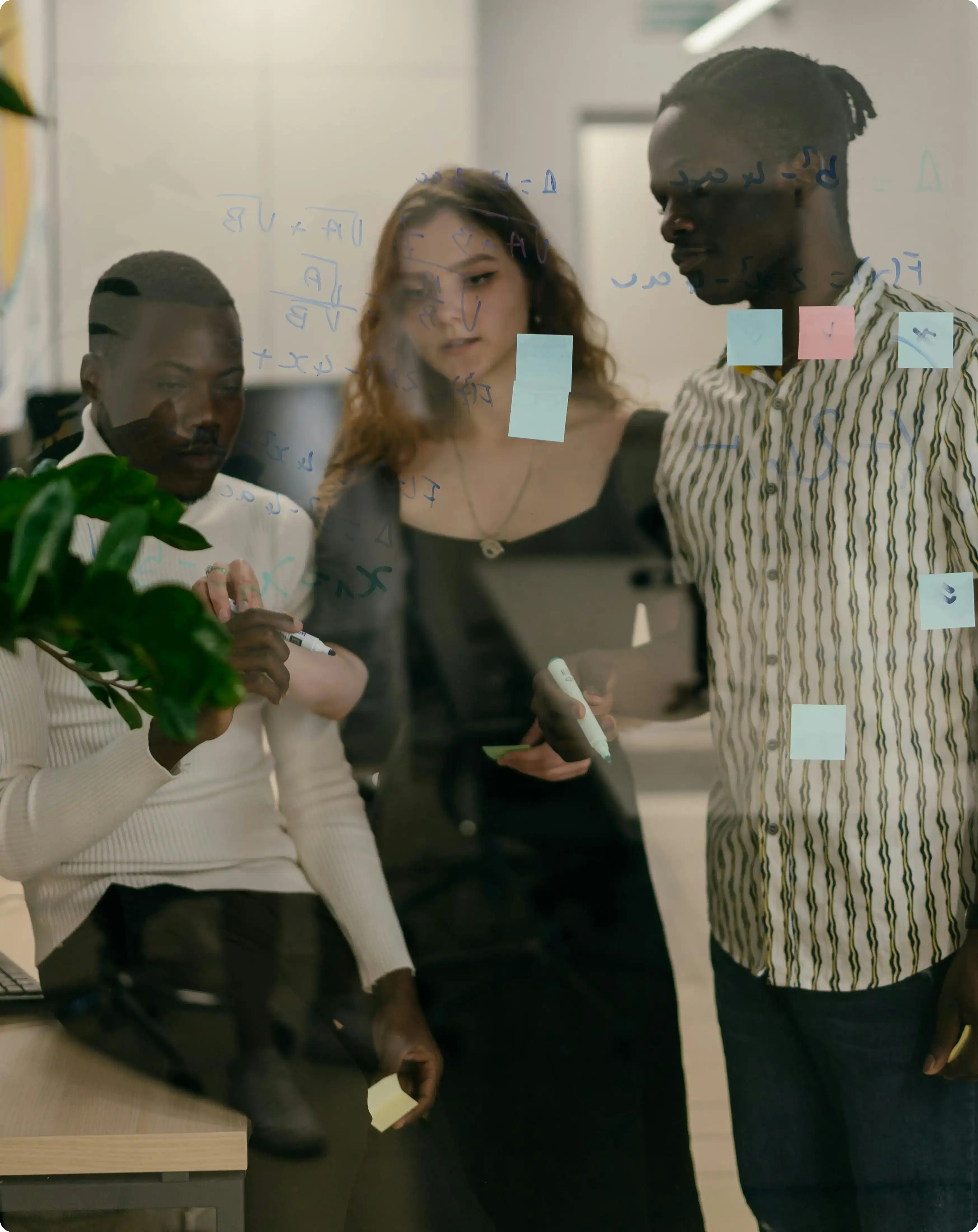 Three people managing an event